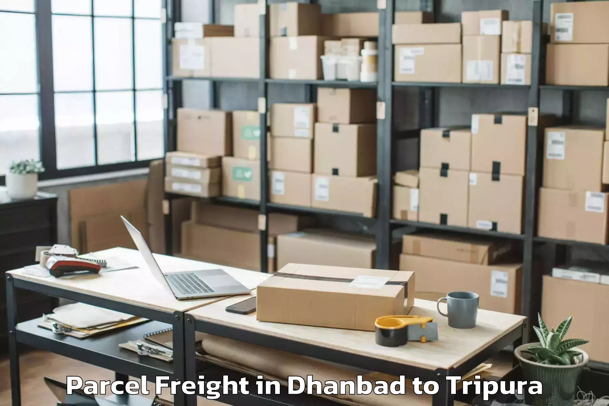 Top Dhanbad to Santirbazar Parcel Freight Available